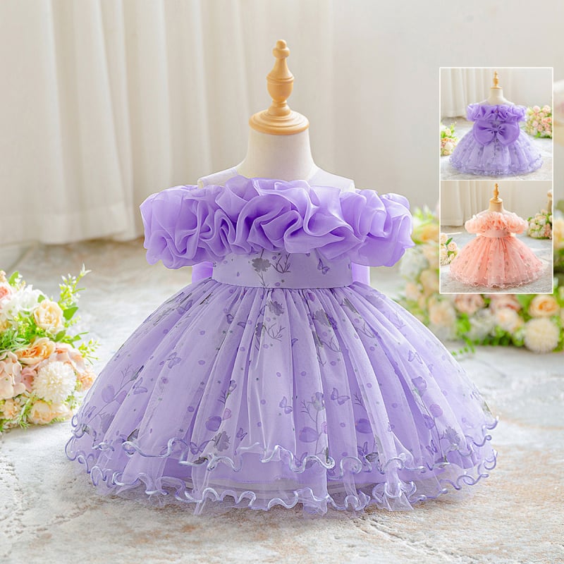 Dječja haljina – Princeza za djevojčice 1–3 godine, 80–100 cm; poliester s pamučnom podstavom; plisiranje, enzimsko pranje; za sve sezone