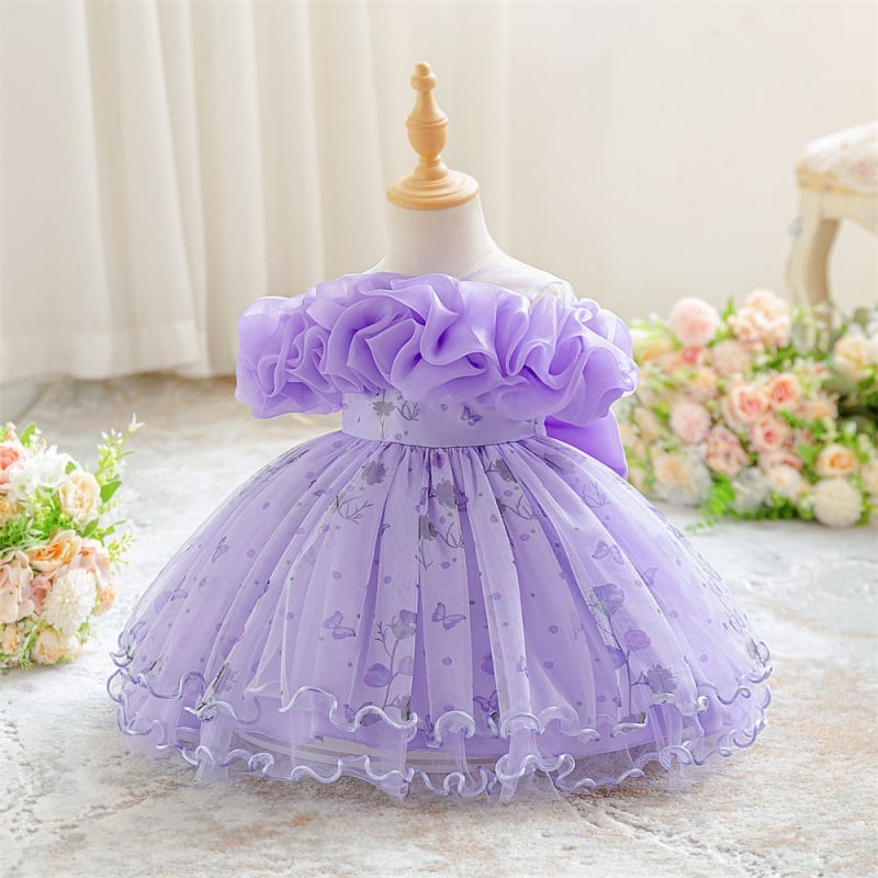 Dječja haljina – Princeza za djevojčice 1–3 godine, 80–100 cm; poliester s pamučnom podstavom; plisiranje, enzimsko pranje; za sve sezone