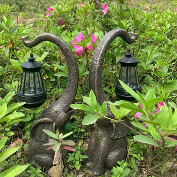 Εξωτερική διακοσμητική ρητίνη ελέφαντας με ηλιακό φωτισμό – καρτούν σχέδιο, διακόσμηση κήπου σε μοντέρνο μινιμαλιστικό στιλ