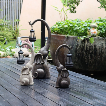 Εξωτερική διακοσμητική ρητίνη ελέφαντας με ηλιακό φωτισμό – καρτούν σχέδιο, διακόσμηση κήπου σε μοντέρνο μινιμαλιστικό στιλ