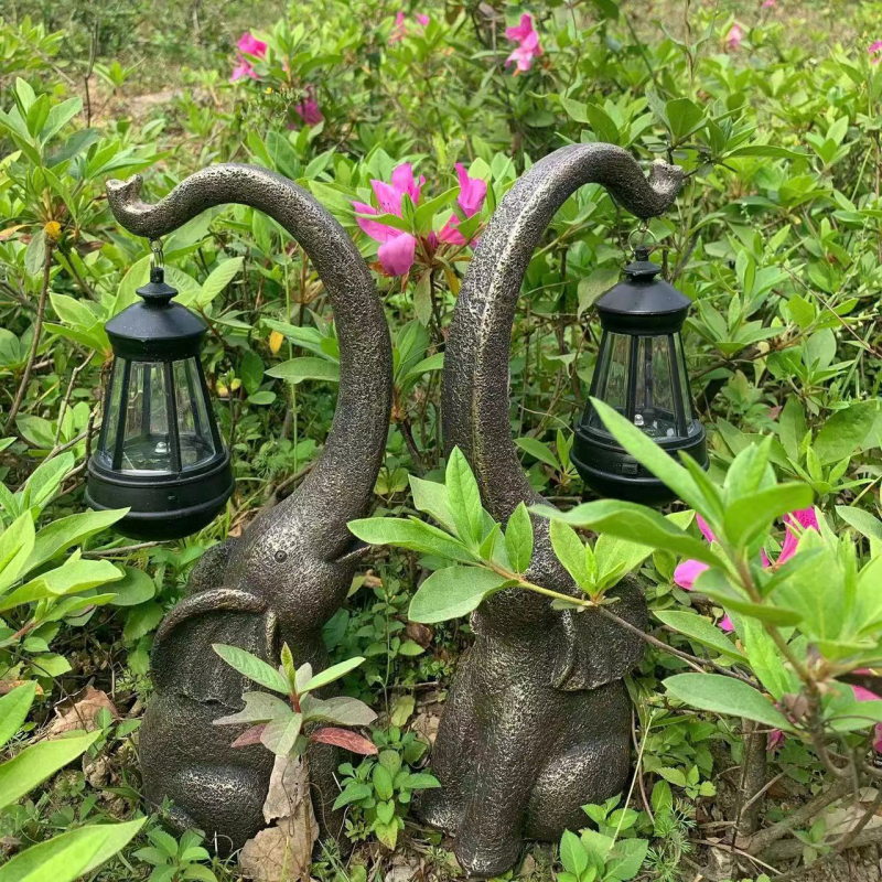 Εξωτερική διακοσμητική ρητίνη ελέφαντας με ηλιακό φωτισμό – καρτούν σχέδιο, διακόσμηση κήπου σε μοντέρνο μινιμαλιστικό στιλ