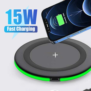 Okrugli stolni bežični punjač 15W, QC4.0, za Apple i Huawei telefone
