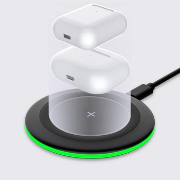 Κύκλιος ασύρματος φορτιστής γραφείου 15W QC4.0 για κινητά Apple και Huawei