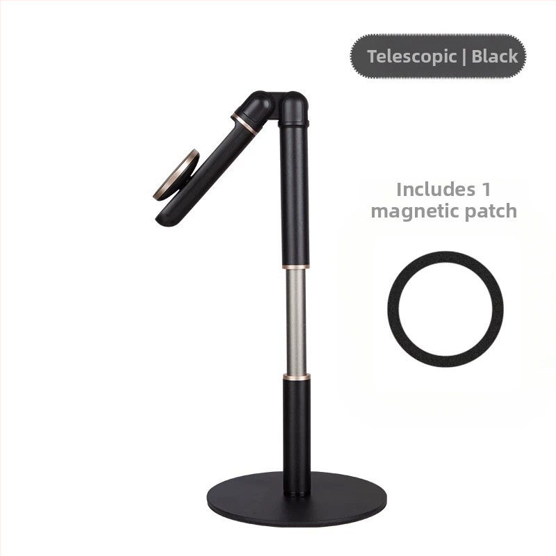 Horný stojan na snímanie pre smartfóny — univerzálny, magnetický držiak pre živé vysielanie; materiál: ABS + hliníková zliatina + silikón; kompatibilný s držiakom pre mobilný telefón