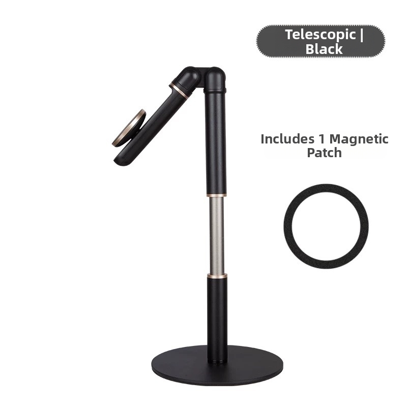 Augšējais fotografēšanas statīvs viedtālruņiem — universāls, magnētiskais turētājs tiešraides pārraidēm; materiāls: ABS + alumīnija sakausējums + silikons; saderīgs ar viedtālruņa kameru turētāju