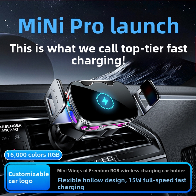 Автомобилен държач за телефон със безжично зареждане и електрическо захващане, щипков монтаж върху въздуховод, 15W