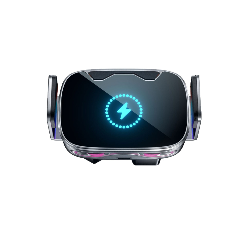 Автомобилен държач за телефон със безжично зареждане и електрическо захващане, щипков монтаж върху въздуховод, 15W