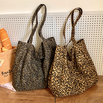 Platnena totes torba s leopard uzorkom, tote stil, otvoreni vrh, skriven džep sa zatvaračem, bez podstavke, dvostruke ručke, za svakodnevnu uporabu