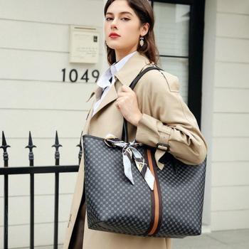 PU kožna ženska torbica s poliesterom, horizontalni pravokutni oblik, otvoreni vanjski džep, dvostruke naramenice, tajni džep sa zatvaračem, džep za telefon i džep za osobnu iskaznicu, zimska kolekcija 2024