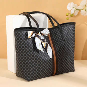 PU kožna ženska torbica s poliesterom, horizontalni pravokutni oblik, otvoreni vanjski džep, dvostruke naramenice, tajni džep sa zatvaračem, džep za telefon i džep za osobnu iskaznicu, zimska kolekcija 2024