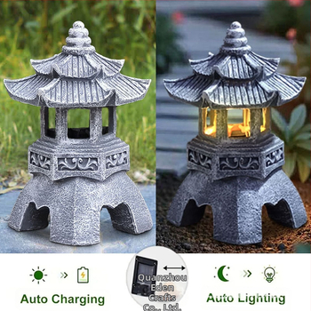 Φανάρι ηλιακό Zen για κήπο — διακοσμητικός πύργος από ρητίνη, μοντέρνο στυλ τέχνης, μάρκα Eden