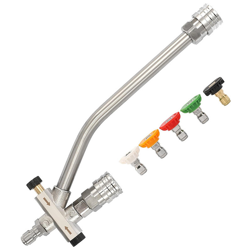Aukšto slėgio purškimo pistoleto su 1/4 greito sujungimo, PA putų indelis, 5 antgaliai, konstrukcija iš nerūdijančio plieno, plastiko ir aliuminio