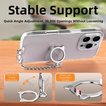 Ланярд за мобилен телефон с дизайн котешка глава, алуминиева сплав, метална катарама, отделям шнур, издръжлив