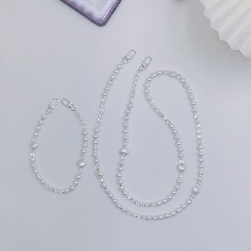 Telefon lánc szív mintával, akril gyöngyök, kézzel készített, 2024 tavasz, luxus divat stílus