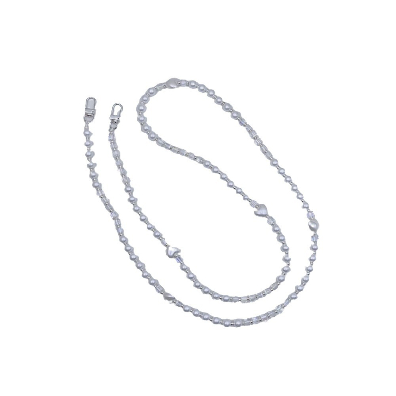 Telefon lánc szív mintával, akril gyöngyök, kézzel készített, 2024 tavasz, luxus divat stílus