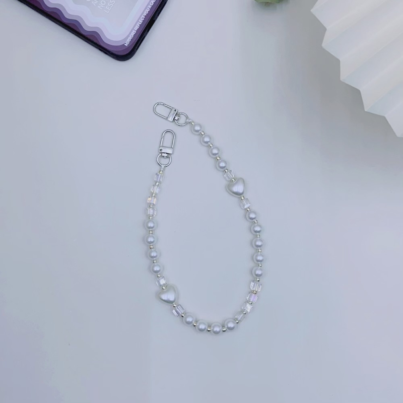 Telefon lánc szív mintával, akril gyöngyök, kézzel készített, 2024 tavasz, luxus divat stílus