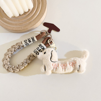 Pamia дамски ланярд за телефон с висулка Даксхунд и панделка, найлоново въже, пластмасова катарама