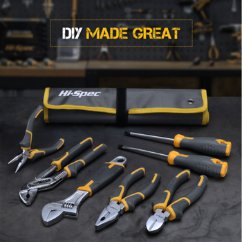 Daugiafunkcinis replės rinkinys su įstrižosiomis replėmis, vandens siurblių replėmis, reguliuojamu veržliarakčiu ir atsuktuvu