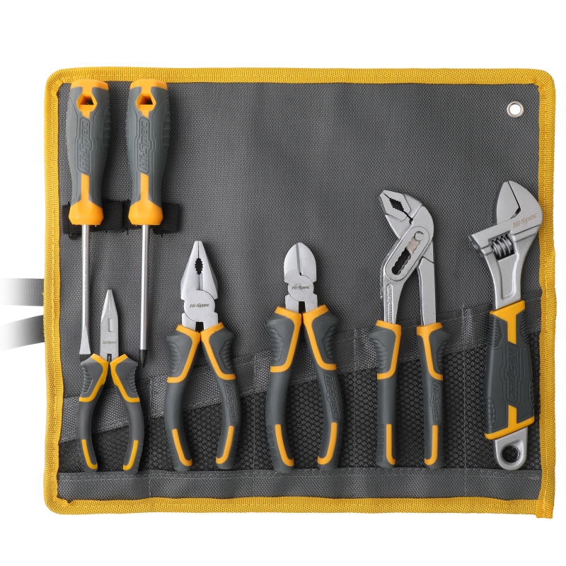 Daugiafunkcinis replės rinkinys su įstrižosiomis replėmis, vandens siurblių replėmis, reguliuojamu veržliarakčiu ir atsuktuvu