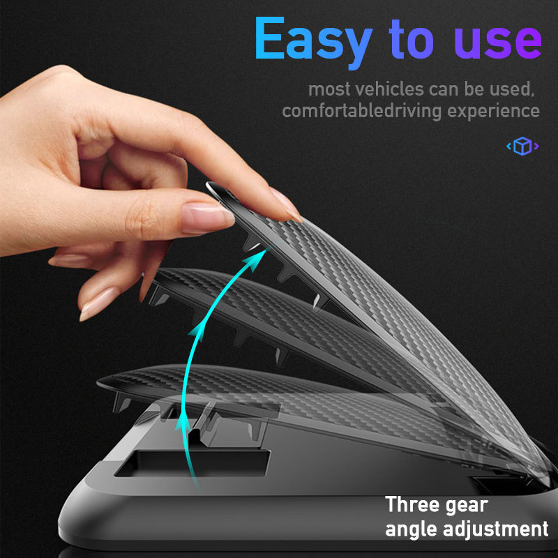 Držač za mobitel na ploči automobila s karbonskom teksturom, silikonska protuklizna podloga i zaštita od sunca, ljepilom montiranje, opća kompatibilnost s instrument pločom