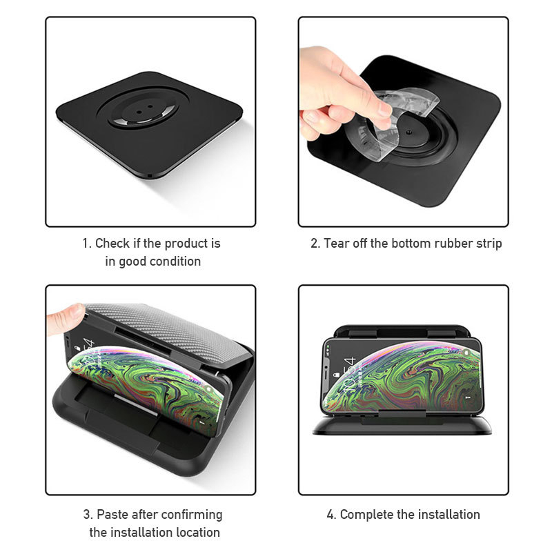 Držač za mobitel na ploči automobila s karbonskom teksturom, silikonska protuklizna podloga i zaštita od sunca, ljepilom montiranje, opća kompatibilnost s instrument pločom