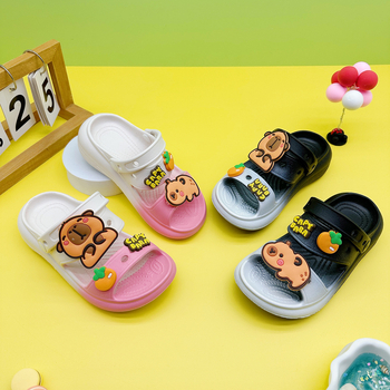 Unisex dječje papuče s motivom voćne kapibare, EVA gornji dio i đon, protuklizne, papuče s ravnom potplatom za djecu 4–16 godina