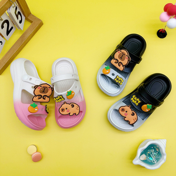 Unisex παιδικές παντόφλες με μοτίβο φρούτων καπιμπάρα, επάνω και σόλα από EVA, αντιολισθητικές, παντόφλες με επίπεδη σόλα για παιδιά 4–16 ετών