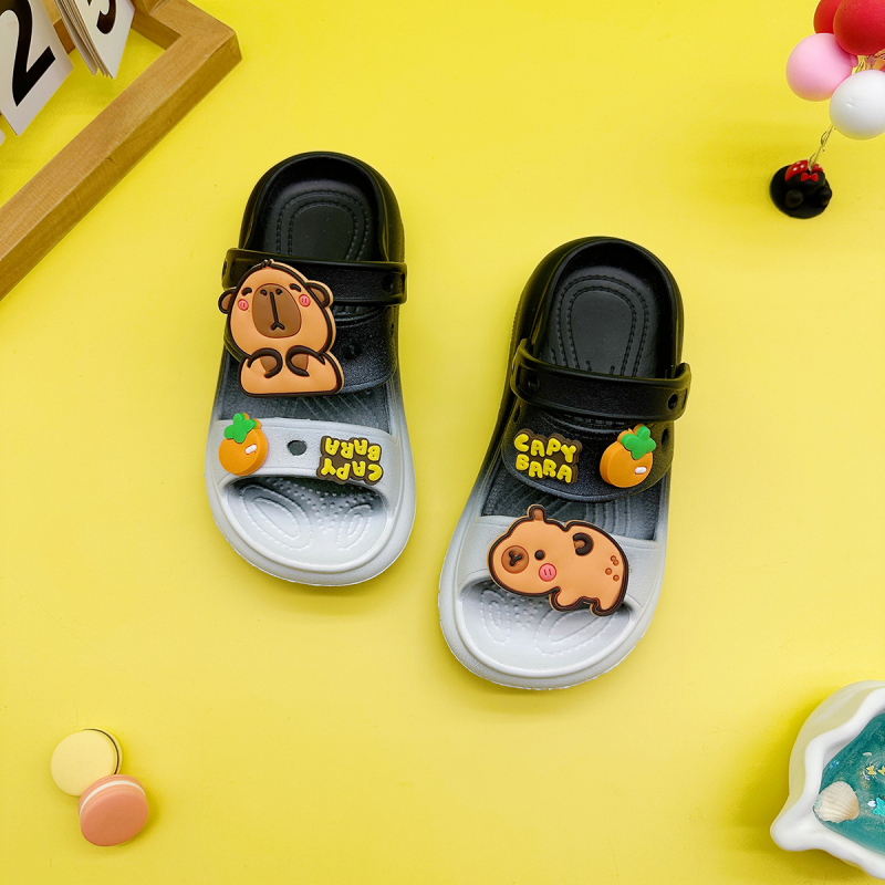 Unisex dječje papuče s motivom voćne kapibare, EVA gornji dio i đon, protuklizne, papuče s ravnom potplatom za djecu 4–16 godina