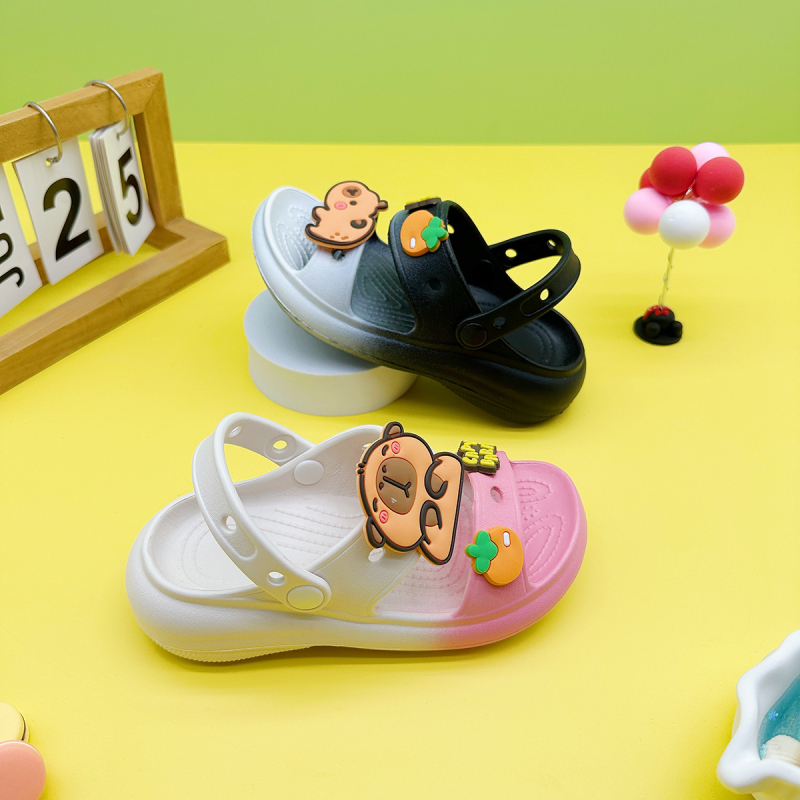 Unisex dječje papuče s motivom voćne kapibare, EVA gornji dio i đon, protuklizne, papuče s ravnom potplatom za djecu 4–16 godina