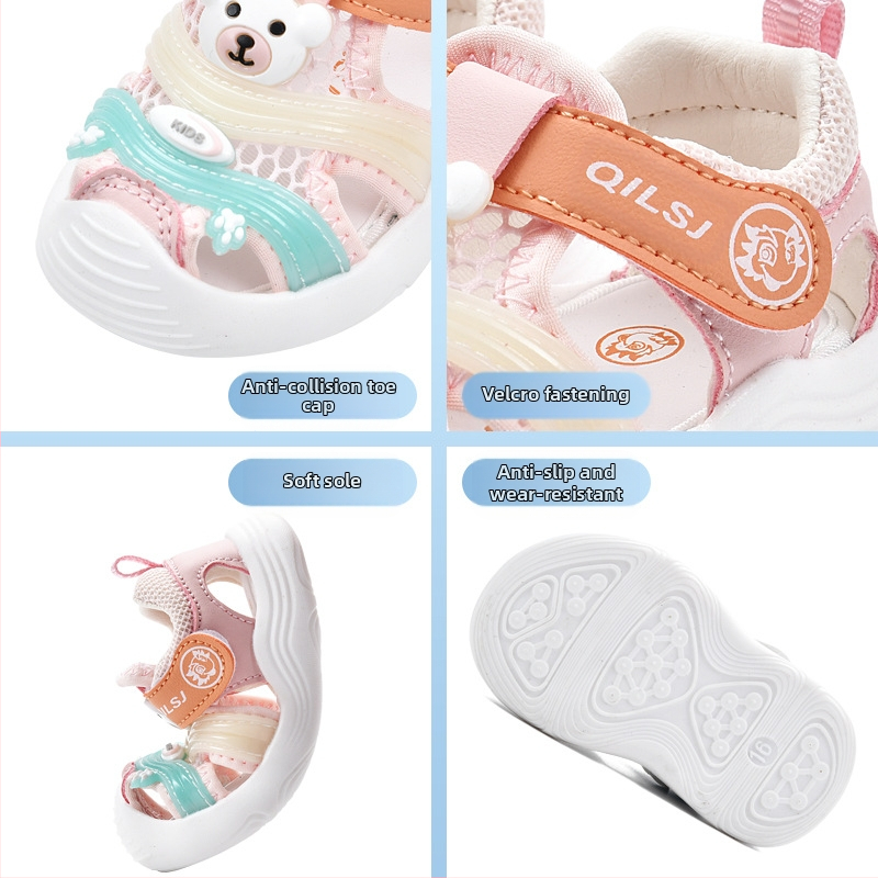 Plážové sandále pre batoľatá - Unisex, sieťovaný vršok, zapínanie na suchý zips, gumová podrážka, priedušné, 1–3 rokov