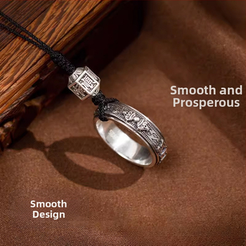 Телефонна висулка за калъф с въртящ се метален пръстен и ключодържател, Six-Character Mantra стил, метална сплав, die-cast изработка, унисекс, украса