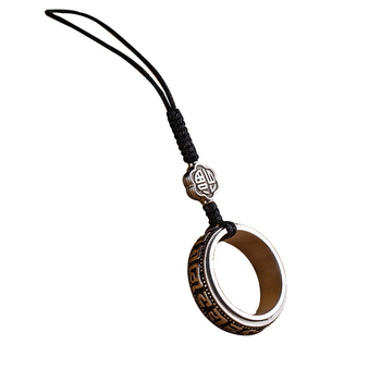 Телефонна висулка за калъф с въртящ се метален пръстен и ключодържател, Six-Character Mantra стил, метална сплав, die-cast изработка, унисекс, украса