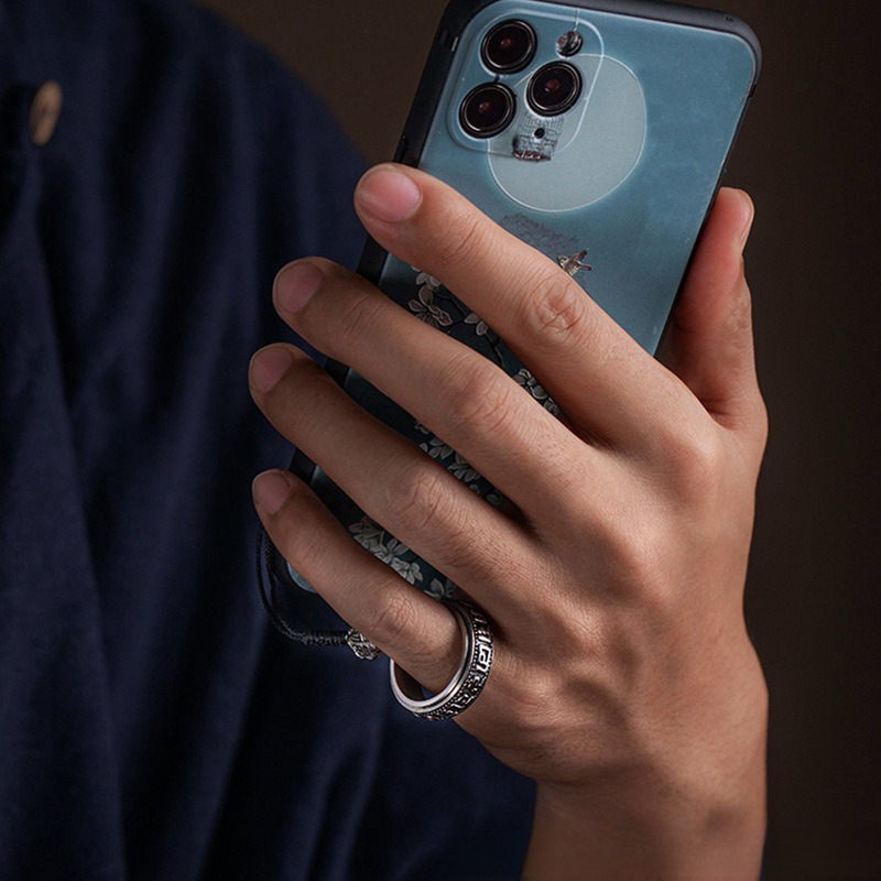 Prívesok pre kryt telefónu s pútkom, otočný kovový prsteň, motív Six-Character Mantra, unisex dekoratív doplnok, liata zliatina