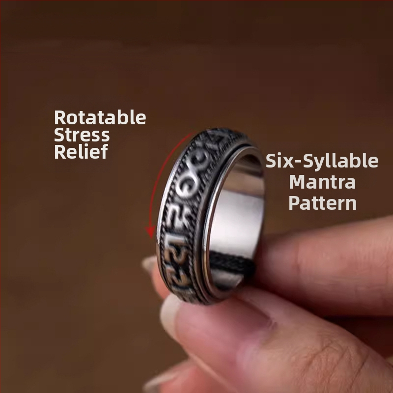 Телефонна висулка за калъф с въртящ се метален пръстен и ключодържател, Six-Character Mantra стил, метална сплав, die-cast изработка, унисекс, украса