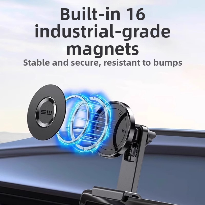 Tesla Model Y magnetický držiak na telefón do auta s plávajúcou obrazovkou, snap-on upevnenie, 10W bezdrôtové nabíjanie
