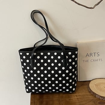 Ženska Tote torba s točkasti uzorak — velika kapaciteta za posao i svakodnevne potrebe, PU materijal, zatvaranje na zip, PU podstava, džep za mobitel