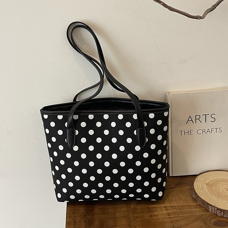 Ženska Tote torba s točkasti uzorak — velika kapaciteta za posao i svakodnevne potrebe, PU materijal, zatvaranje na zip, PU podstava, džep za mobitel