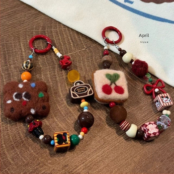 Unisex nylonový šnúr na telefón s keramickým geometrickým príveskom, plastová pracka, balené jednotlivo