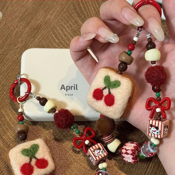 Унисекс шнур за телефон от найлон с геометрична керамична висулка, пластмасова катарама, индивидуално опакован