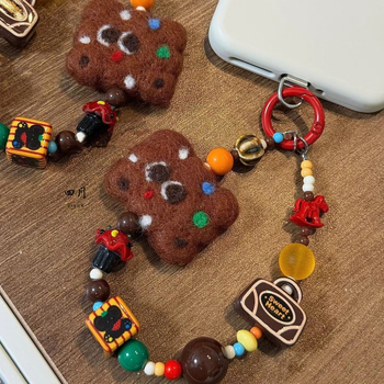 Унисекс шнур за телефон от найлон с геометрична керамична висулка, пластмасова катарама, индивидуално опакован