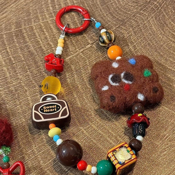 Унисекс шнур за телефон от найлон с геометрична керамична висулка, пластмасова катарама, индивидуално опакован