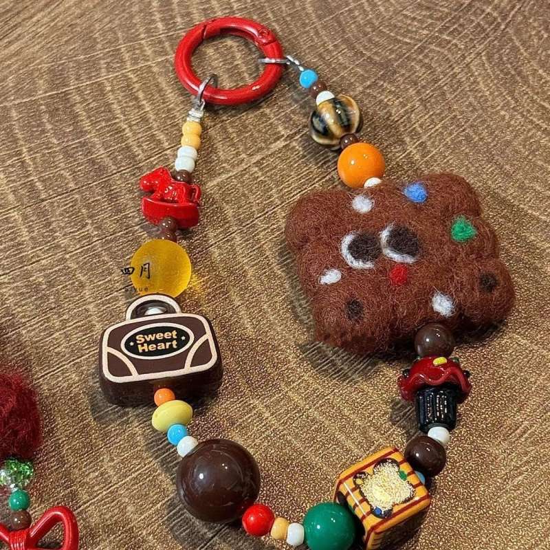 Unisex nylonový šnúr na telefón s keramickým geometrickým príveskom, plastová pracka, balené jednotlivo