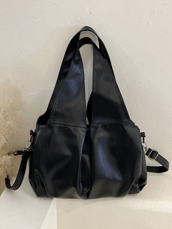 Ženska PU torba za rame i crossbody — Veliki kapacitet, vintage casual stil; Materijal: PU; Podstava: poliester; Oblik: uspravan kvadrat; Otvaranje: zatvarač; Unutarnja struktura: laminirani džep sa zatvaračem
