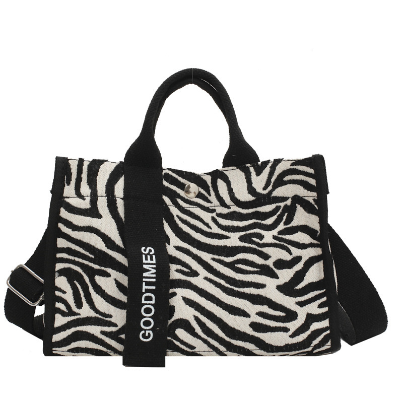 Canvas torba za žene na rame, horizontalno kvadratnog oblika, džep za telefon i osobnu iskaznicu, neobičan način otvaranja, srednja tvrdoća