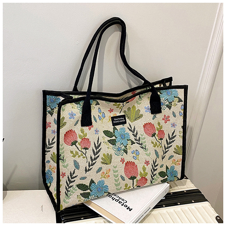  Platnena tote torba s kineskim stilom cvjetnim uzorkom, za posao i svakodnevnu vožnju, horizontalni kvadratni oblik, zatvarač, dvostruke naramenice