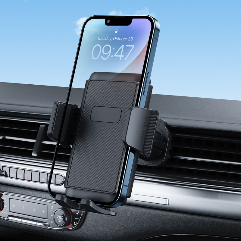 Държач за телефон в автомобил – вакуумен монтаж за табло, въртящ се, универсално съвместим за навигация