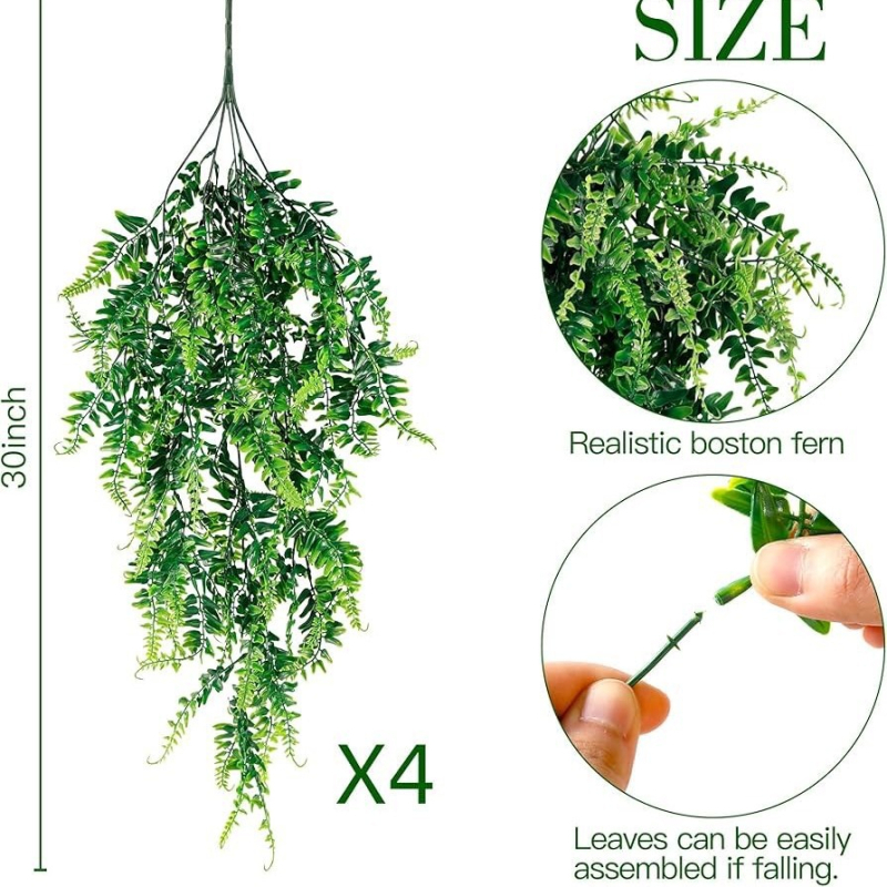 Plantă artificială agățătoare cu viță de ferigă din ratan simulată — plastic, personalizabilă, execuție semi-mecanică/semi-manuală (Chaokang Kai)