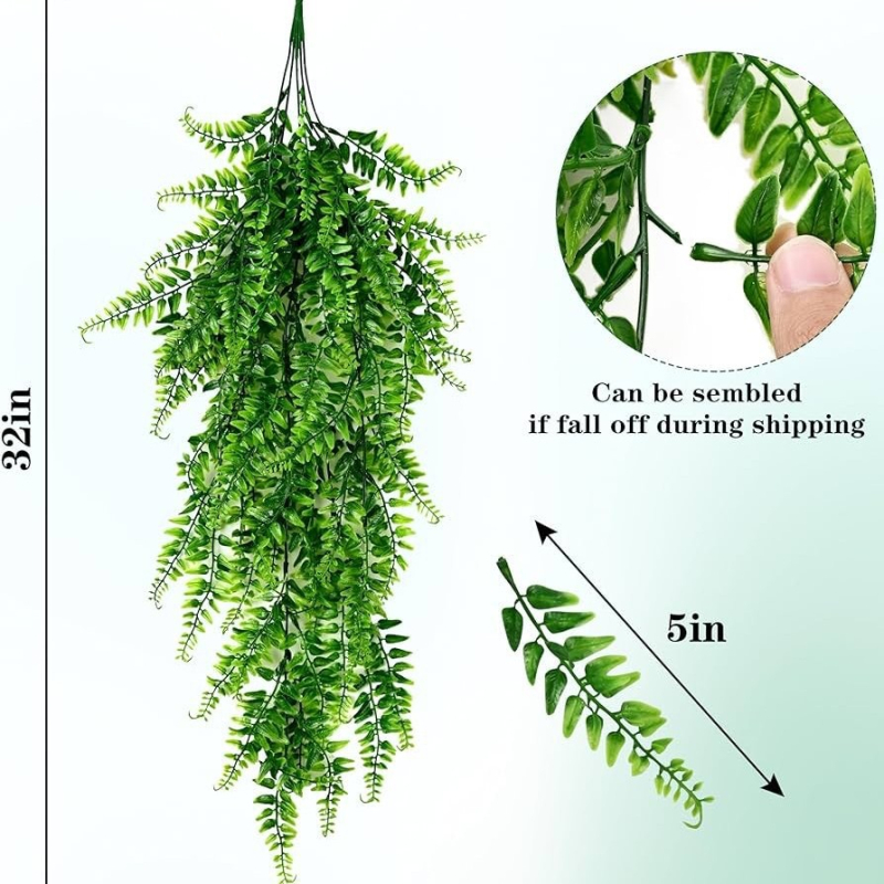 Plantă artificială agățătoare cu viță de ferigă din ratan simulată — plastic, personalizabilă, execuție semi-mecanică/semi-manuală (Chaokang Kai)