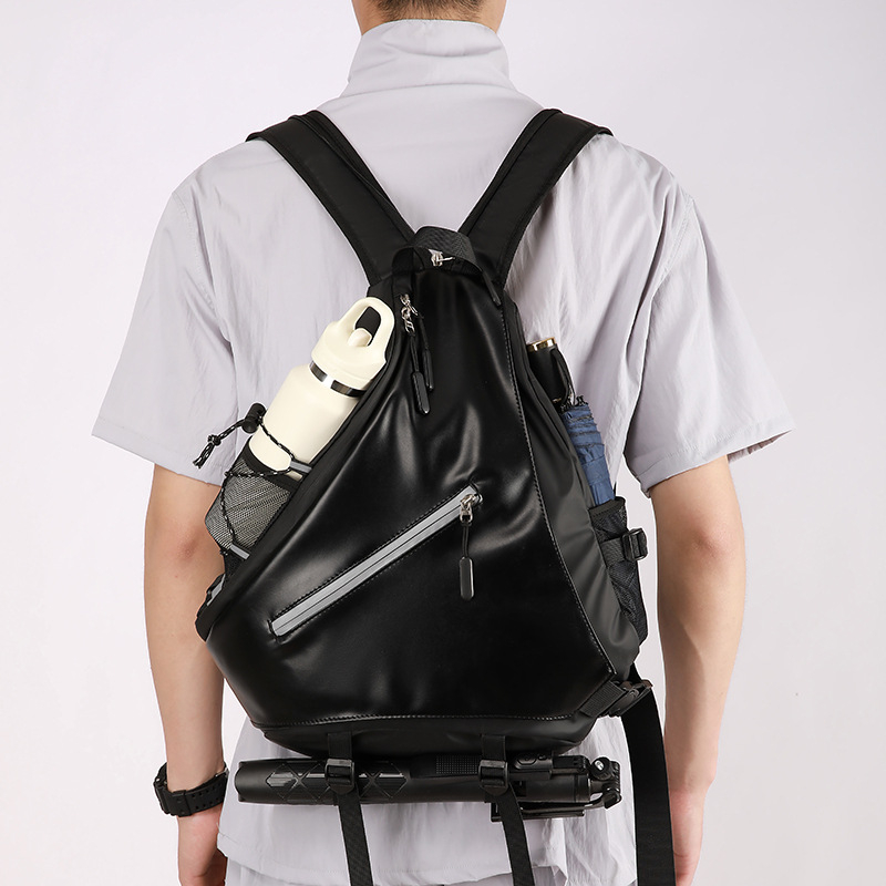 Vyrų krūtinės krepšys, Film+PU medžiaga, nailono vidus, suderinamas su nešiojamuoju kompiuteriu, kryžminis dizainas, kasdieniam naudojimui