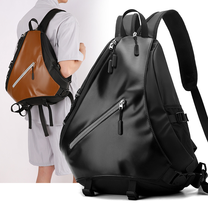 Vyrų krūtinės krepšys, Film+PU medžiaga, nailono vidus, suderinamas su nešiojamuoju kompiuteriu, kryžminis dizainas, kasdieniam naudojimui